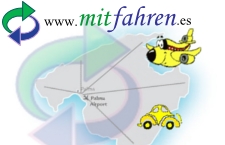 kleine Ansicht der Website der Mitfahrzentrale auf Mallorca